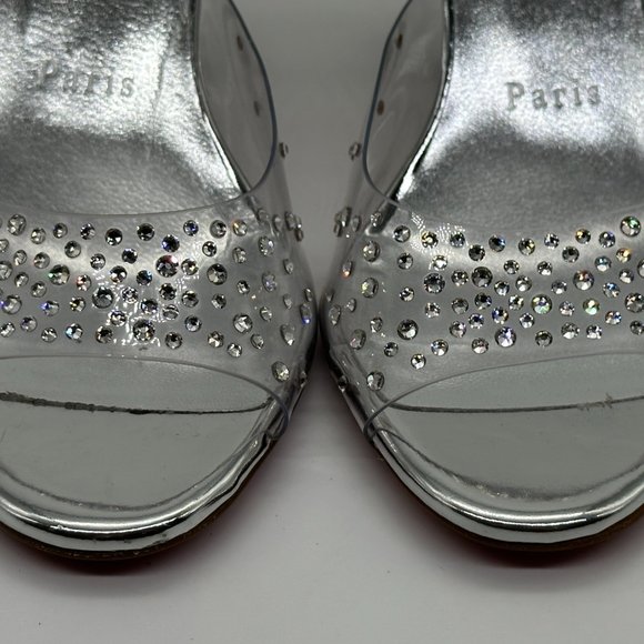 Christian Louboutin DEGRAMULE STRASS 85 Crystal Mules Sandals Heels Shoes - Picture 7 of 15